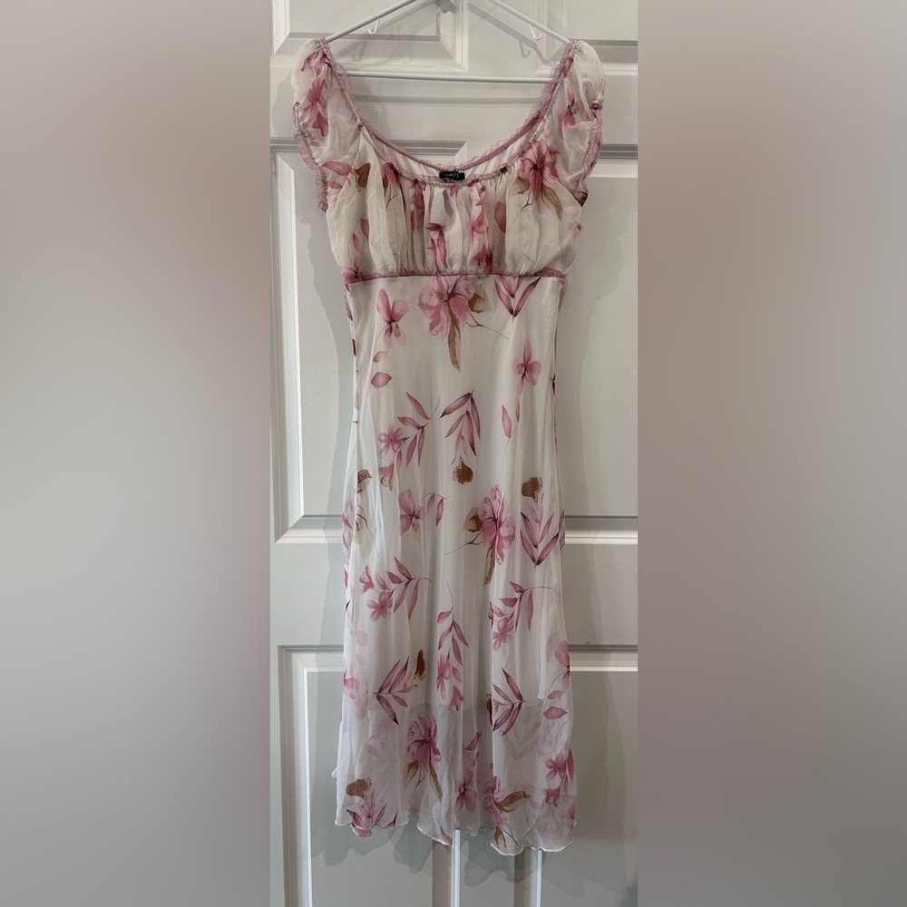 Rue 21 Junior's Milkmaid Coquette Chiffon‎ Dress Size 13 Whimiscal Floral Fairy